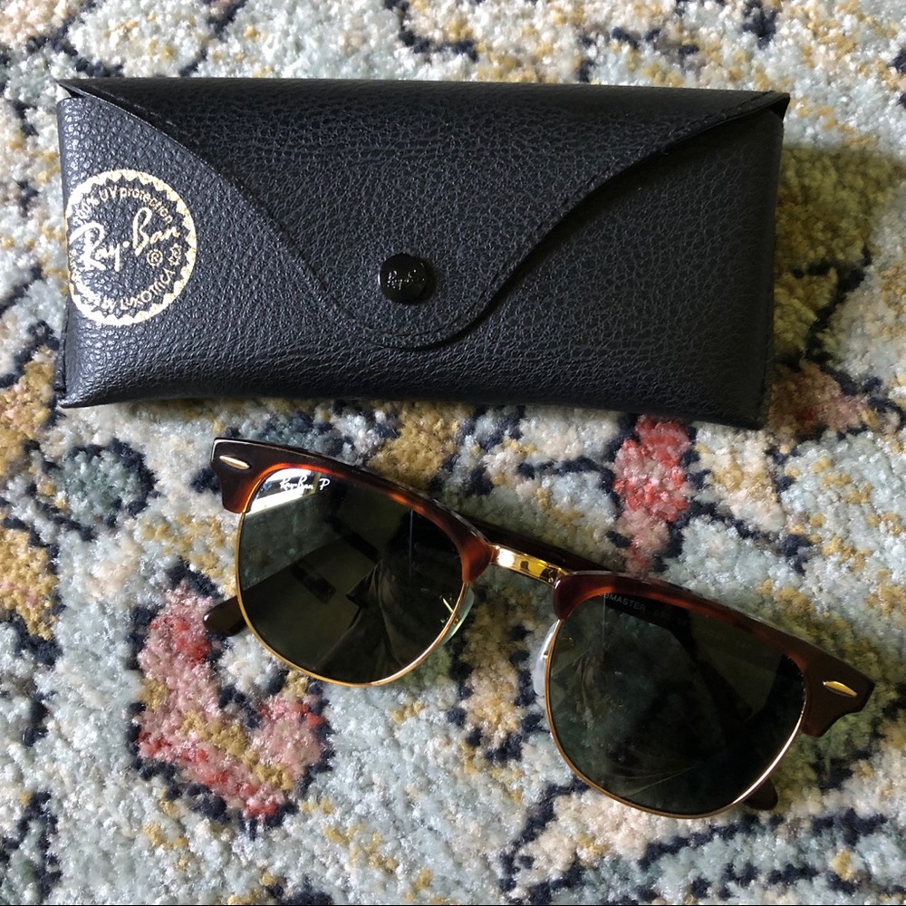 Ray-Ban Clubmaster Classic Polarized Tortoise Frame Sunglasses 3016